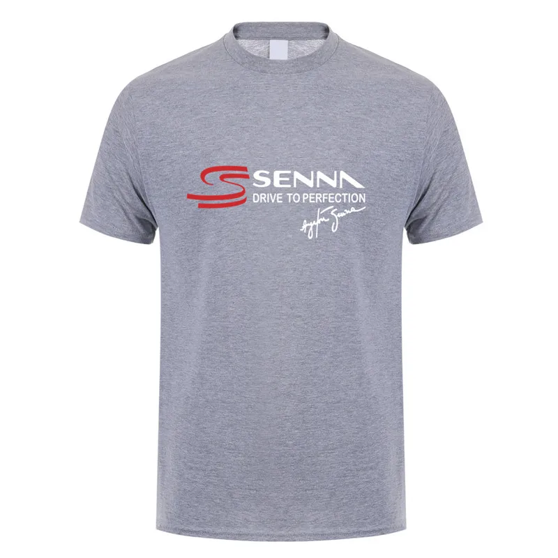 Ayrton Senna футболка для мужчин с коротким рукавом Хлопок Senna Drive to Perfection Футболка Топ футболки LH-148 - Цвет: Sport Grey