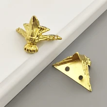 

Leg Corner Protector Furniture Feet Decorative Four Sides Feet Support Corner Bracket Antique Alloy Wood Box Decorative Feet