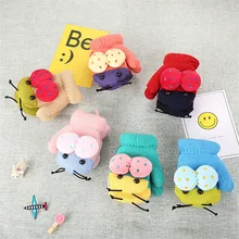 Goocheer/милые зимние варежки для детей; теплые милые вязаные перчатки для детей; сумка с рисунком; детское ожерелье висящие перчатки; пальцы