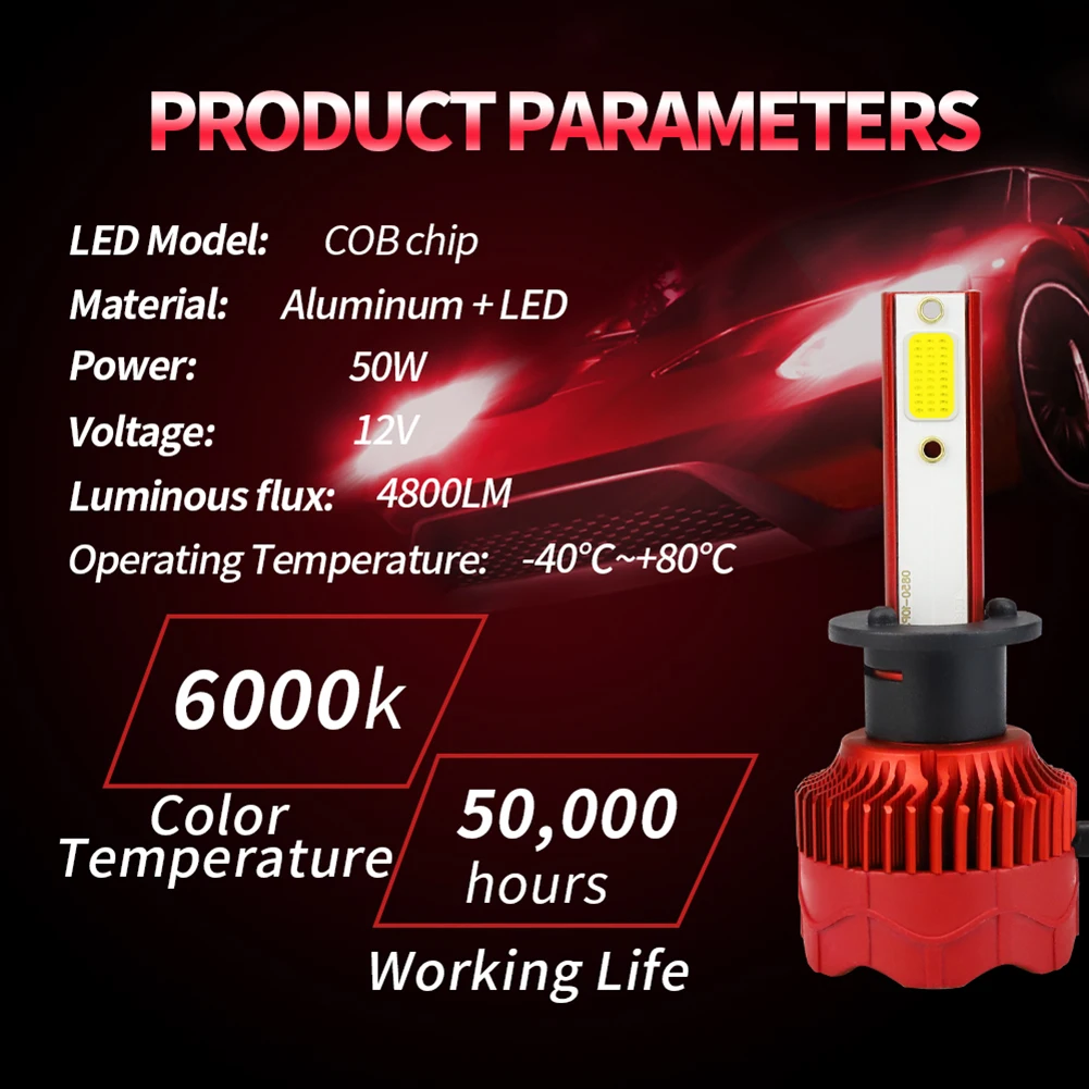2 шт., H1, H3, H4, H7, H11, 9005, 9006, IP68 светодиодные лампы, авто фары, комплект противотуманных фар, лампы для автомобилей, грузовиков, внедорожников, RV, HID, ксеноновые фары