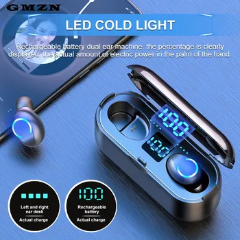 

New Wireless Earphone Bluetooth 5.0 LED Display F9 TWS Wireless Bluetooth Headphone Earbuds 8D Stereo Headset With Power Bank