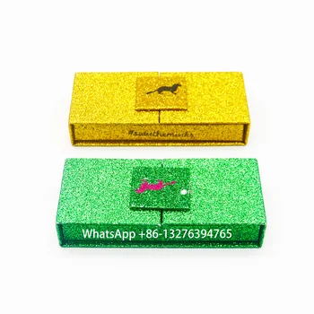 

Whole Glitter Rectangle Mink Eyelash Packaging Box With Plastic Tray Custom Lashbox Packaging With Logo Real 25MM Mink Eyelashes