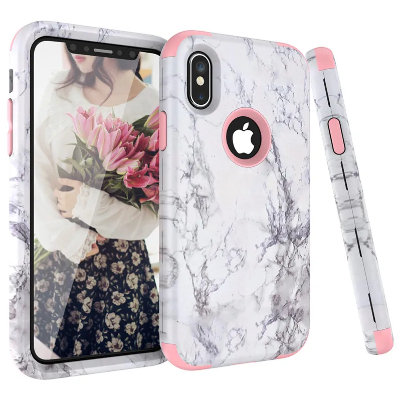 Marble Case for iPhone 13 12 11 Pro X Xs XR Max 8 7 6s Plus For SE 2020 Hard PC Cute Unicorn 3 in 1 Cover Cases | Мобильные телефоны