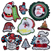 Мультфильм Железный Рождественский подсвечник на блесток заплатка для одежды аппликация вышивка Diy ручной работы милый пользовательский пришить патч