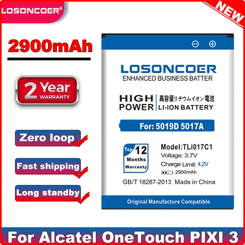 LOSONCOER 2900mAh TLi017C1 для Alcatel OneTouch PIXI 3 4 5 &quot5019D аккумулятор 5017D 5017A 5017X 5017 5027B | Мобильные