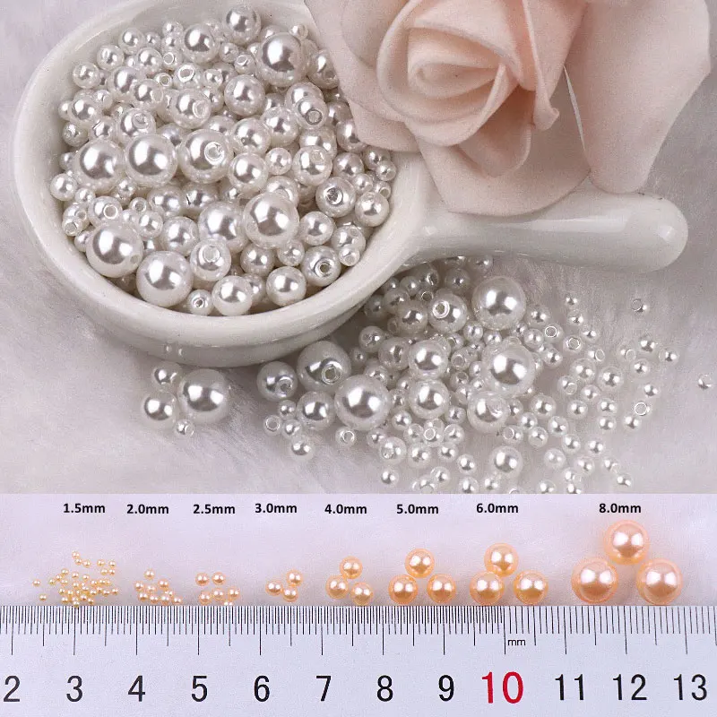 150Pcs/Pack Colorful Imitation Pearls Beads imitation pearl beads Mix Size 3/4/5/6/8mm Loose Spacer Round Beads With Hole For Craft DIY Jewelry Making