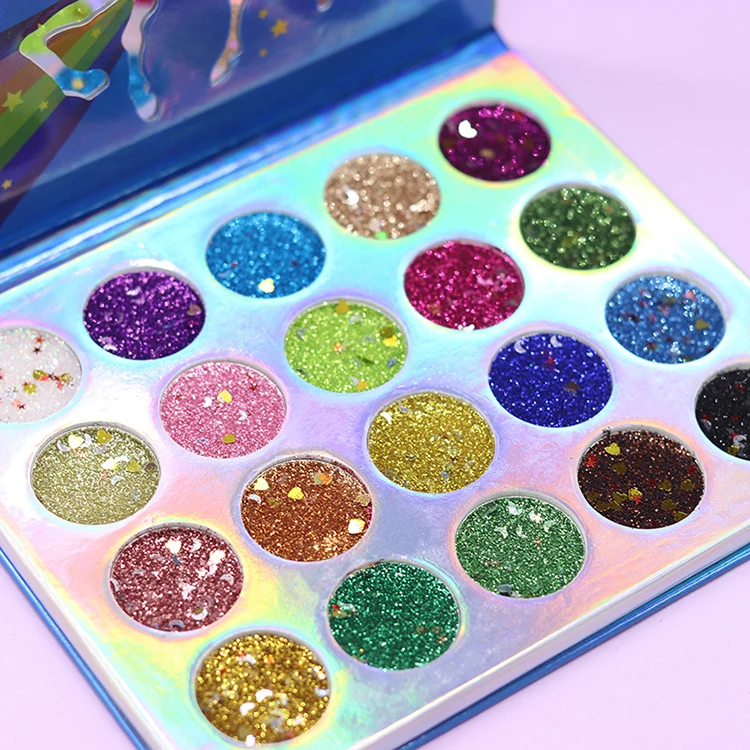 Charm Unicorn 20 Colors Sequins Eyeshadow Palette Summer Stage Makeup Glitter Powder High Pigment Glitter Eye Shadow Make Up
