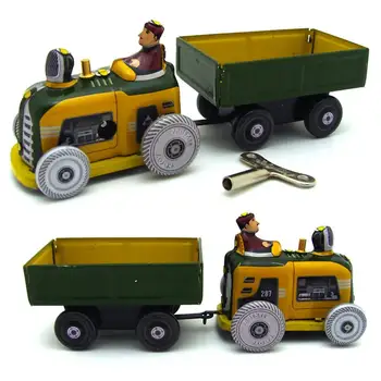 

Retro Iron Tractor Car Wind up Clockwork Toy Table Ornament Kids Collectible Educational Toys fro kids
