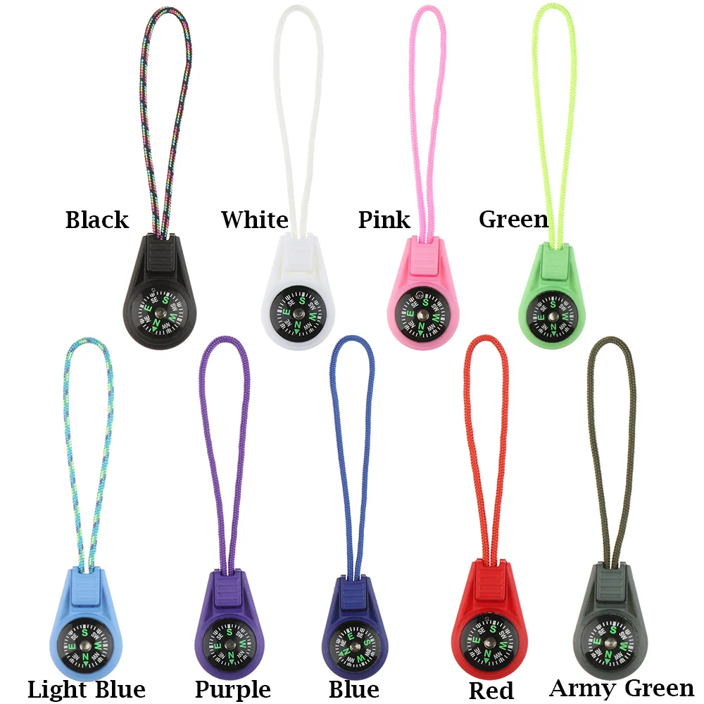2Pcs EDC Mini Compas with Zipper Tail Rope Paracord Bracelet Gear Survival Keychain Camping Hiking Pocket Compasses Outdoor Tool mini compass,waterproof compass,navigation compass,portable compass,survival compass
