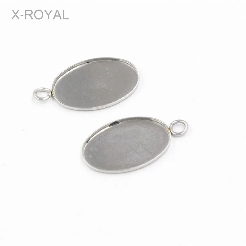 

X-ROYAL 20Pcs/lot Inner 13*18mm Oval Stainless Steel Base Fish Scale Cabochon Bases DIY Jewelry Making Findings Earring Settings