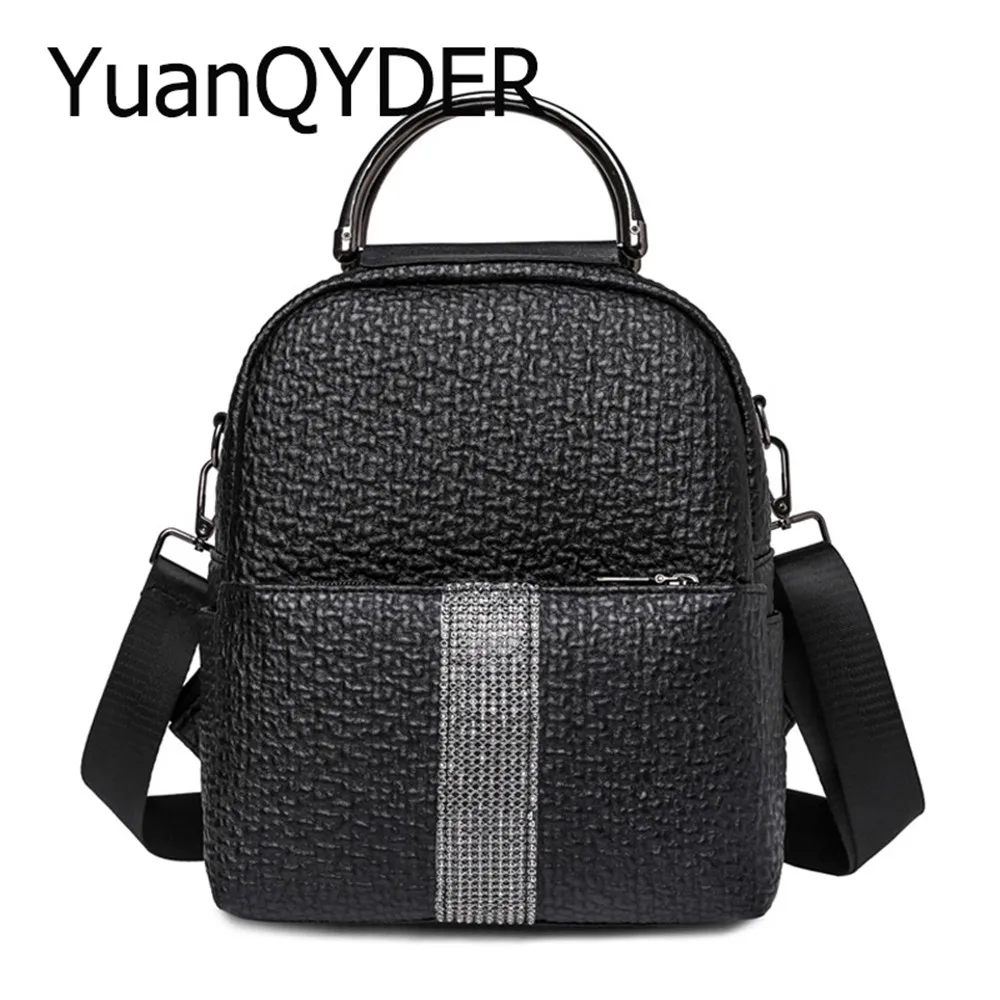 

Designer New Women's Backpacks Lady Contrast Color School Shoulder Bag with Metal Handle Teenage Girls Pu Leather Small Mochila