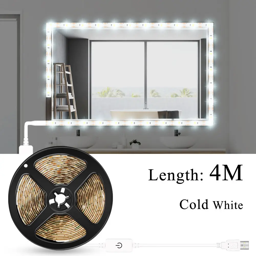 USB White 4M 10W WENNI зеркальная Светодиодная лампа USB Vanity Light светодиодный макияж лампа туалетный столик освещение 12 в Голливуд светодио - Испускаемый цвет: USB White 4M 10W