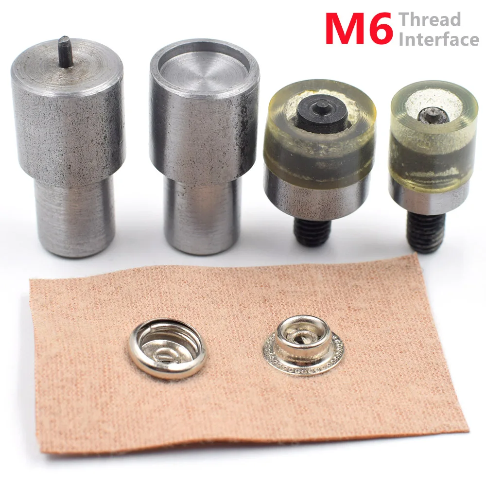 

50sets 12.5mm/15mm Metal O-Spring type snap buttons with 1set M6 Thread Interface Mold for fasten press studs installation tool