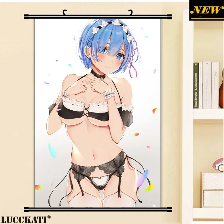 40X60 см Re Zero Re: Zero Kara Hajimeru Isekai Seikatsu Rezero Rem Сексуальная лоли, нарисованная аниме прокрутка, холст, постер - Цвет: C
