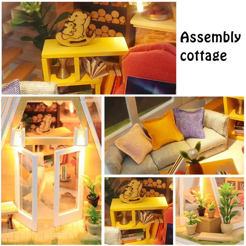 Кукольный дом Миниатюрный DIY Модель Кукольный домик с мебели Американский в ретростиле, из дерева дом ручной работы игрушка лес раз