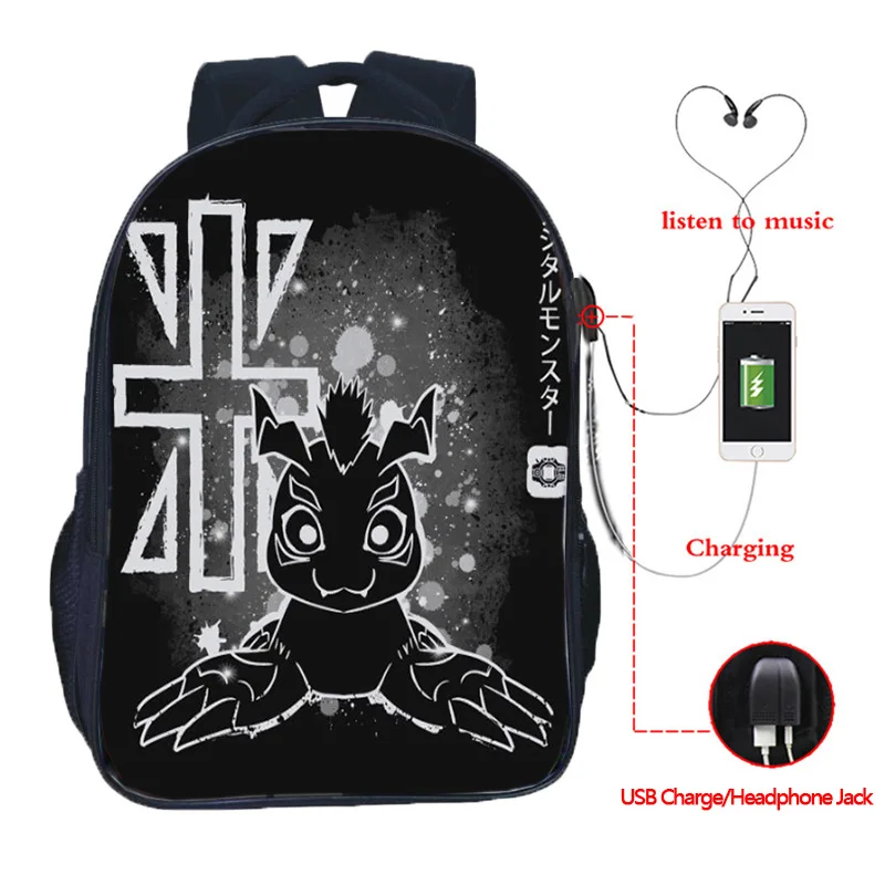 

Digimon Adventure Multifunction USB Charging Outdoor Travel Backpack Laptop Backpack Suitable for Junior Student Backpack