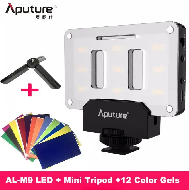Aputure AL-M9 карманный светодиодный светильник для видеосъемки, студийный светильник, перезаряжаемый светильник для фото CRI/TLCI 95 для Canon, для свадебной съемки - Цвет: Whole kit