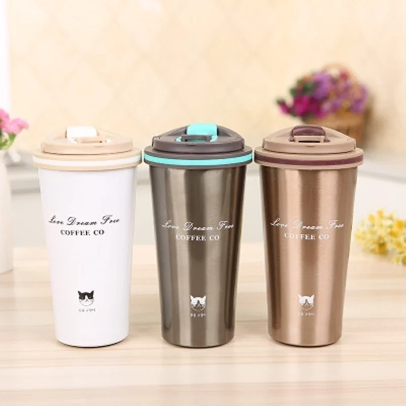 

500ML Stainless Steel Coffee Cup Tea Mug Vacuum insulated Thermal Cups Water Bottle Travel Mugs Thermos Gifts DDC-38