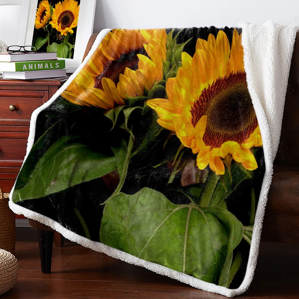 

Sunflower Field Board Fleece Blanket Warm Cashmere Blanket Office Sofa Supplies Blankets for Beds