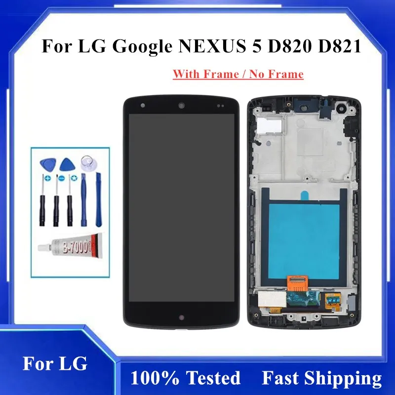 4.98 "Per Lg D820 Display Lcd Per Lg Google Nexus 5 Display D820 D821 Display Lcd Touch Screen Digitizer Assembly Con Cornice