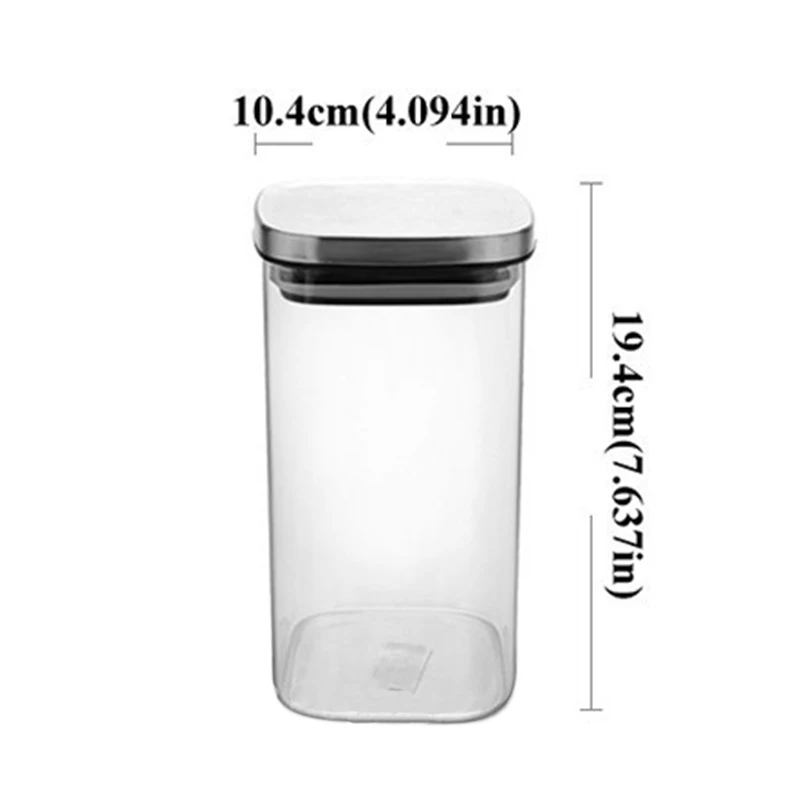 Square Glass Jars with Stainless Steel Lid for Spices Bulk Products Tea Coffee Container Set Sealed Cans Storage Box Canister