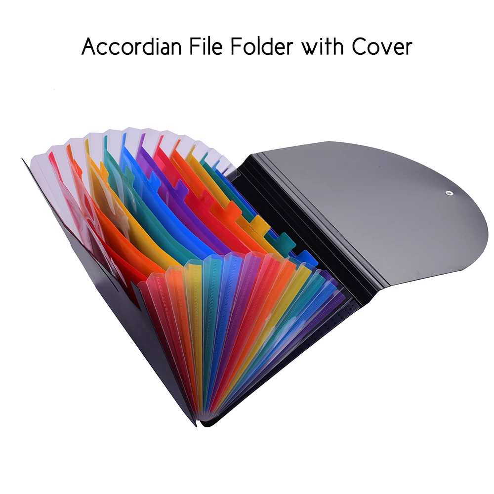 Accordian, расширяющаяся папка для файлов A4, 12 карманов, Радужный цветной шкаф с крышкой, органайзер для чеков, с напильником, этикетки, карты
