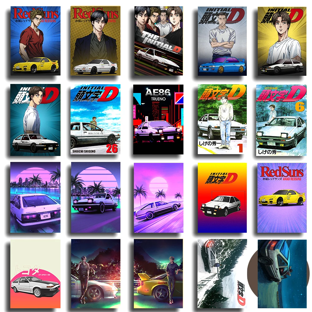 Initial D Poster Anime Drift Car AE86 TAKUMI Painting Wall Art Home Decoration Kawaii Room Decor Quality Canvas Posters | Дом и сад
