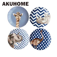 Creative Ceramic Plate Sets with Animal Deer African Grassland Print Tableware Porcelain Cake Dinner Plate Sets Dessert Tray