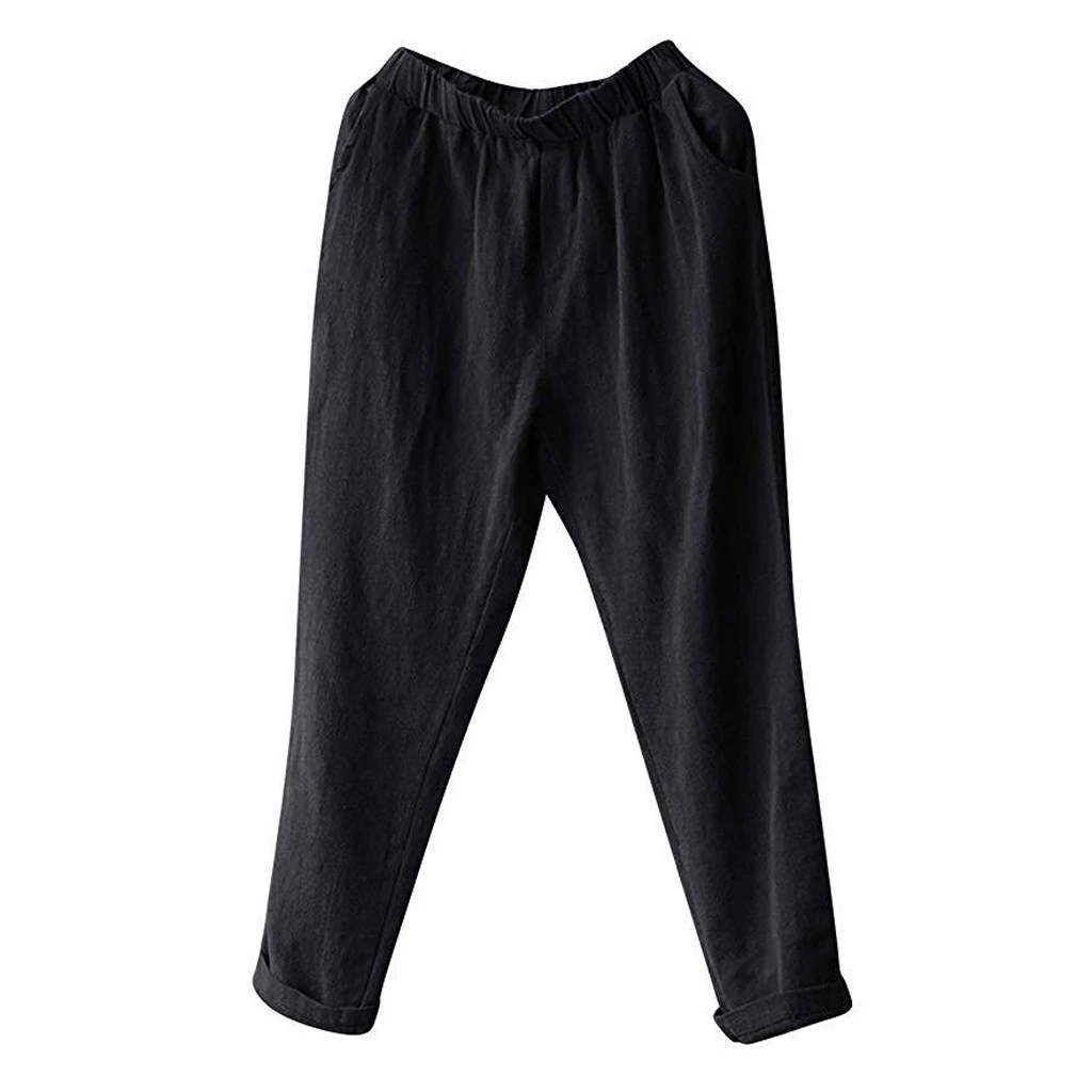 Women Autumn Summer Pants Elastic Waist Harem Shiny Sport Linen Band Pants Winter Joggers Pencil Sport Pants 808