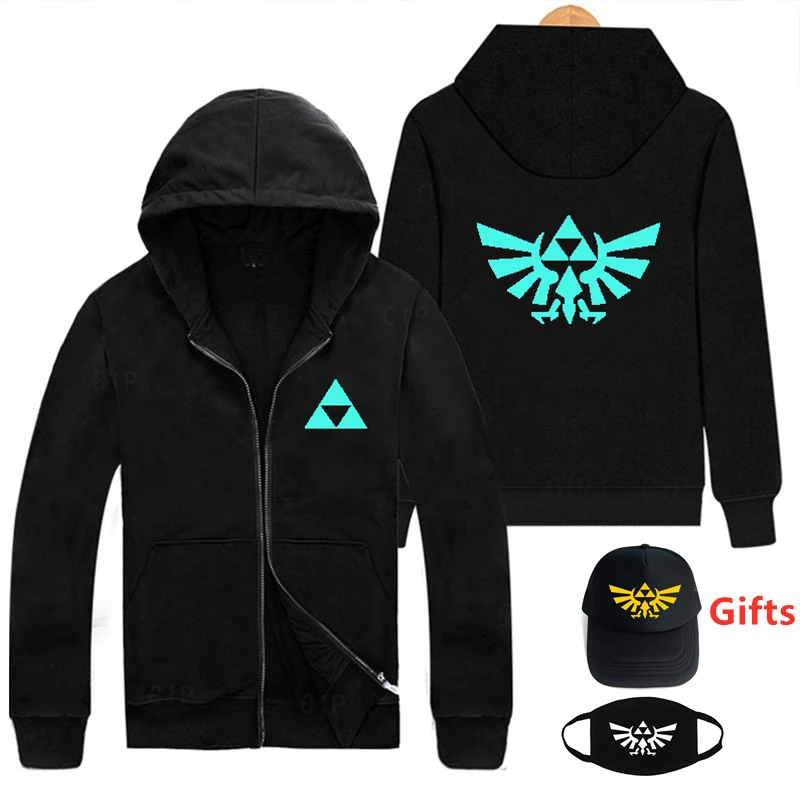 

Cap&Mask as Gifts luminous glow in dark Legend of Zelda hoodies men women hip hop game sweatshirts streetwear hooded tracksuits