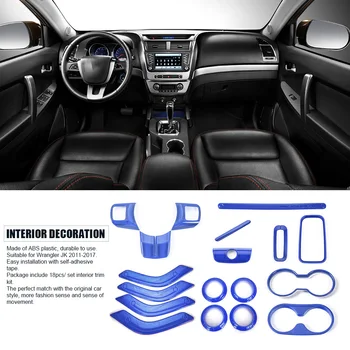 

18pcs/set Car Decoration Interior Trim Kit Solid ABS Accessories Durable Easy Install 4 Door Cover For Wrangler JK 2011-2017