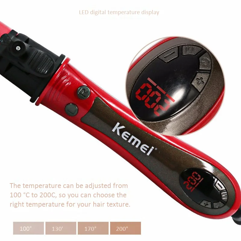 Kemei Km-1919 Турмалин Керамика бигуди для волос 2 в 1 выпрямитель для волос LCD утюжок для волос качели груша цветок конус электрические бигуди для завивки