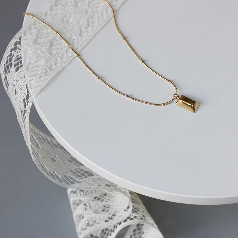 Timeless Wonder titanium Chocolate Bar Snake Chains Очаровательное ожерелье для женщин, ювелирные изделия из нержавеющей стали в стиле панк, бохо, готика, маленькие Ins 4327