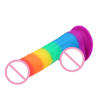 Realistic Dildo Rainbow Penis Super Huge Big Dildo with Suction Cup Sex Toys for Woman Female Faloimitator Lesbian Use 2