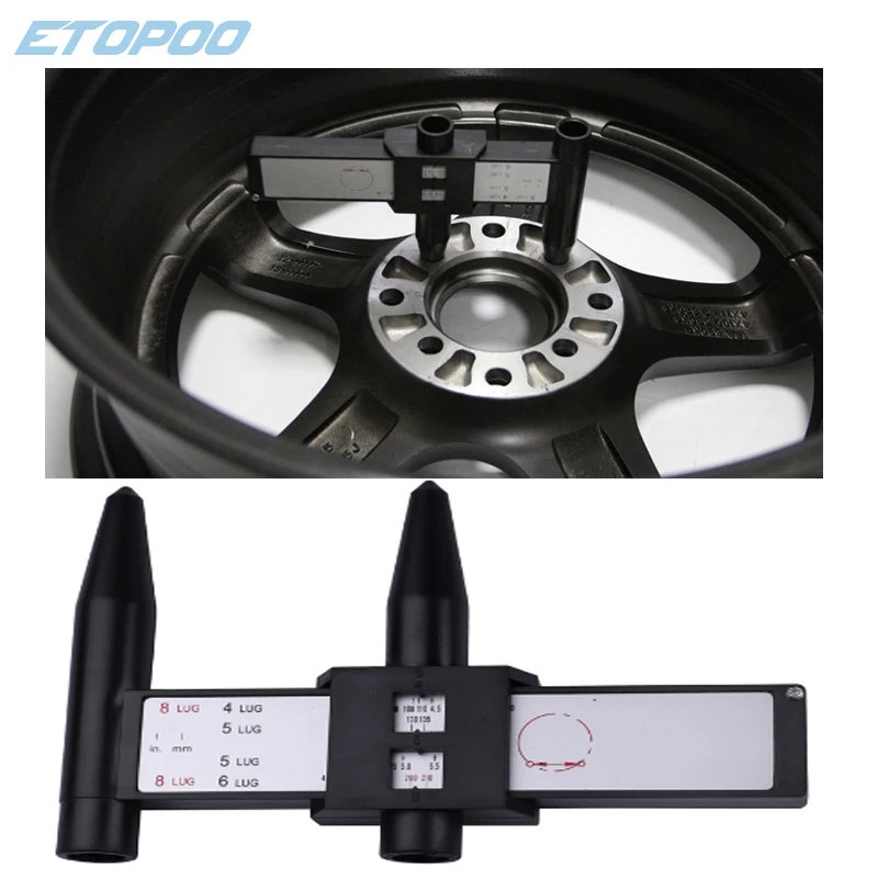 Measurement Cup Wheel Rim Gauge Car Bolt Pattern Sliding Measuring Tool Pcd  Ruler For 4 5 6 8 Lug