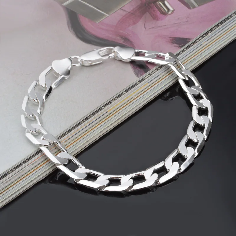 New 925 Sterling Silver Bracelet Sideways Silver Bracelet 6MM8MM10MM Bracelet Men&Women Jewelry - Image 2