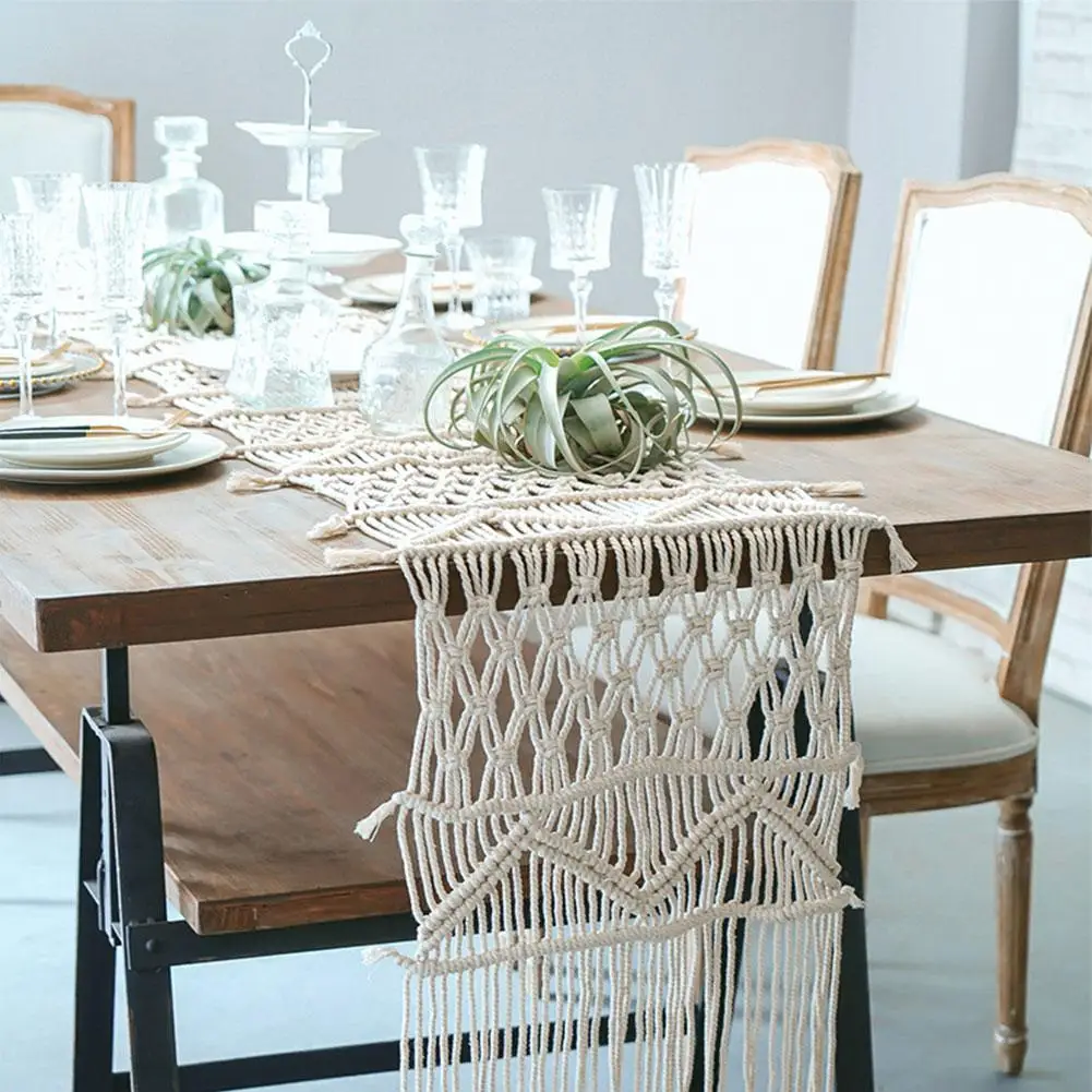 Bohemian Table Flag Nordic Style INS Handmade Woven Bed Flag Tapestry Hand-woven for Home Accessories