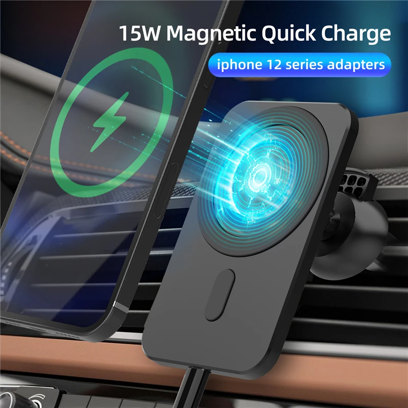

15W Magnetic Wireless Car Charger Mount for iPhone 12 Pro Max Fast Charging Wireless Charger Car Phone Holder