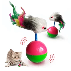 Jouet interactif pour chat, souris amusante, Simulation de couleur, plume, cloches, boule, fournitures pour animaux de compagnie 