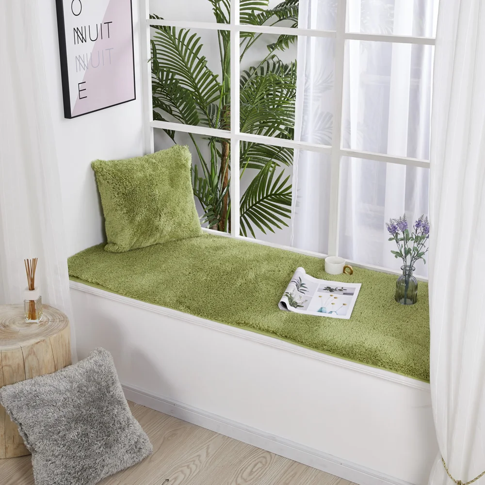 Одноцветный коврик в скандинавском стиле, мягкий пушистый, шелковистый, бархатный коврик для спальни, прикроватный коврик, детский игровой коврик, зеленый ковер для гостиной