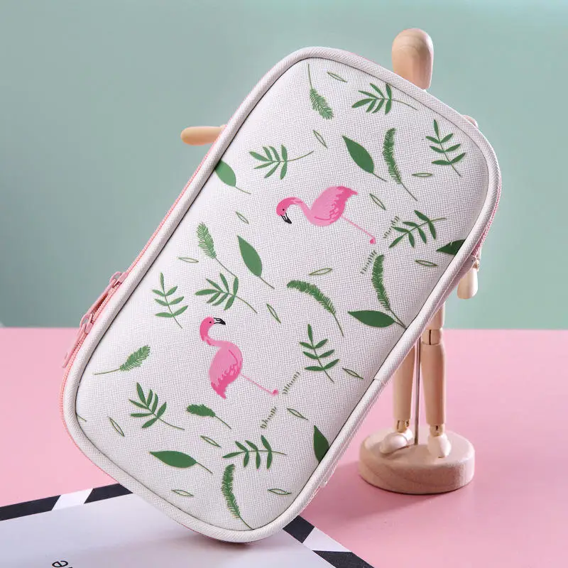 Green Kawaii Фламинго Карандаш Чехол большой Ёмкость многофункциональные сумки для карандашей пенал школьные канцелярские принадлежности для студентов; подарок для девочки - Цвет: Green