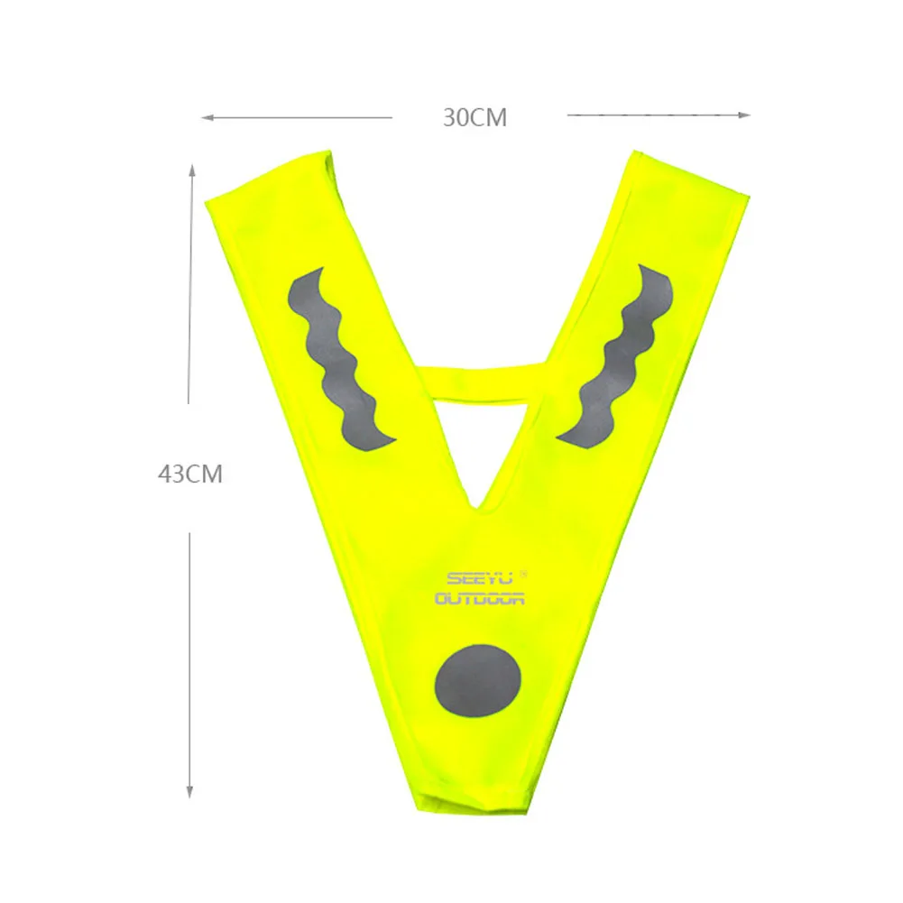 V-образная безопасность дорожного движения Бег Велоспорт Студенческая ходьба легкий высокая видимость свободный размер детский светоотражающий жилет дорога