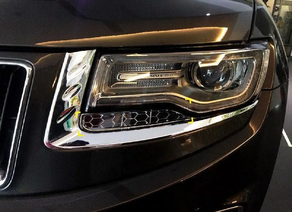 SHINEKA Interior Mouldings For Jeep Grand Cherokee 2014-2016 ABS Headlight Washing decoration cover Stickers For Grand Cherokee