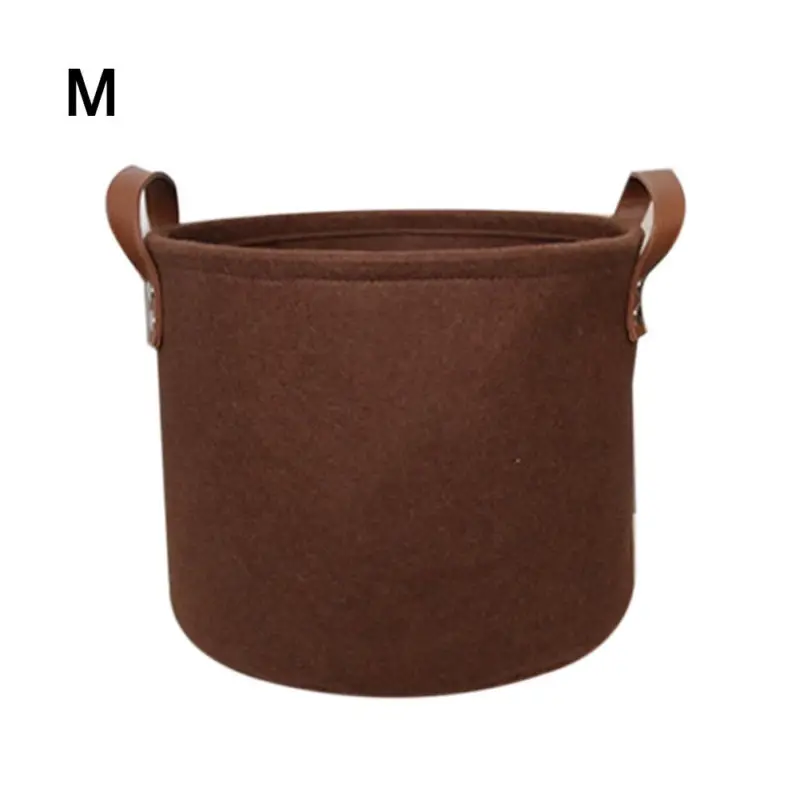 Storage Basket Organizer Bin Large Woven Felt Round With Handle Collapsible 1pcs