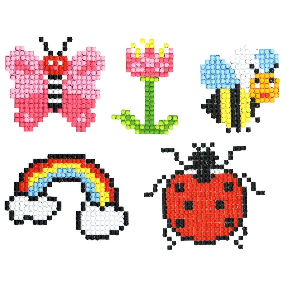 

New Coming 5Pcs DIY Rainbow Diamond Painting Stickers Kits for Kids Mosaic Diamond Paint by Numbers for Children Crafts Making