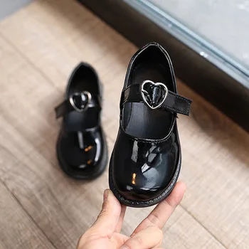 

Girls Black Leather Shoes 2020 Wild Student Vintage Kids Dance Party Little Girls Princess Shoes Fashion Children Shoes D465