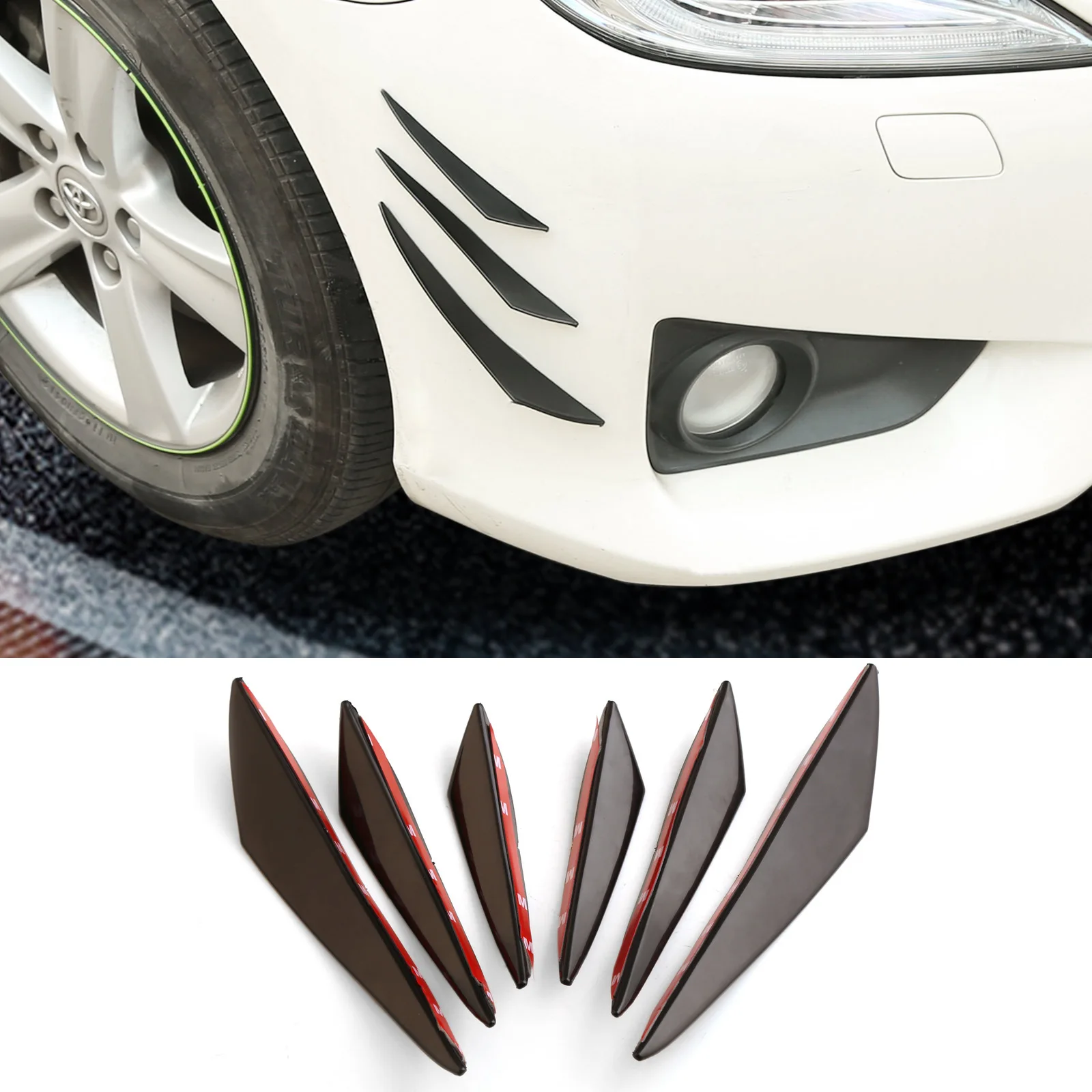 

Cross Border 6 Pieces Car Universal Modified Crescent Air Knife Front Bumper Air Knife Jet Black Front Bumper Spoiler
