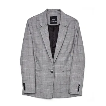

Blazer For Women Plaid Slim Jacket With A Button Long Sleeve Stitching Business Cardigan