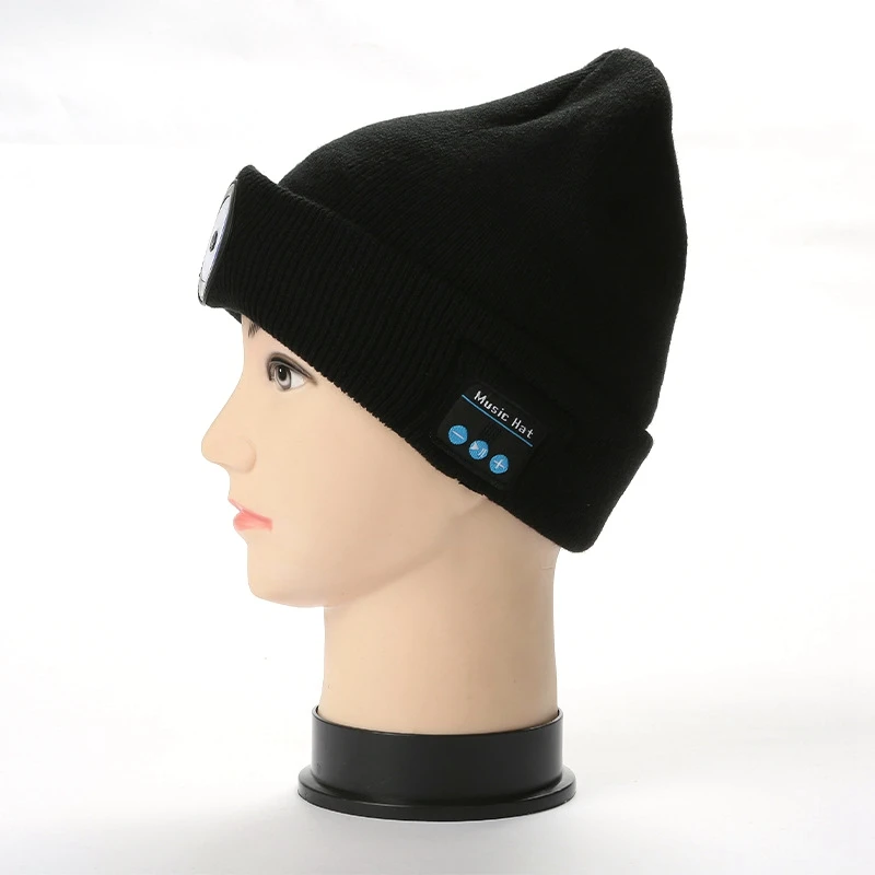 Bluetooth 5 0 LED Hat Built in Stereo Speakers Mic USB Rechargeable LED Lighted Knit Cap for Sports and Outdoors