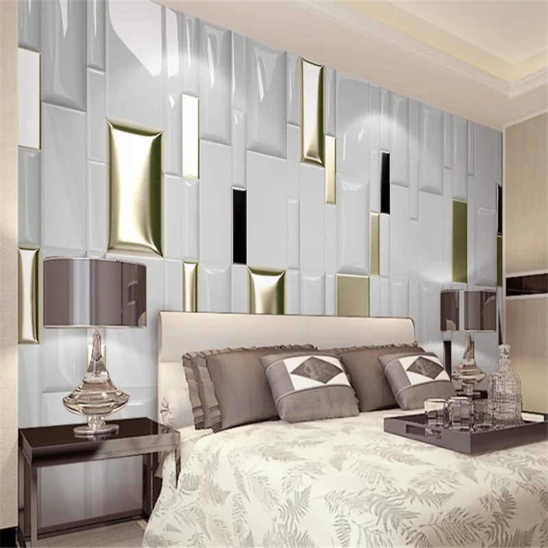 Пользовательские обои 3d стерео современная мода золотой клетчатый